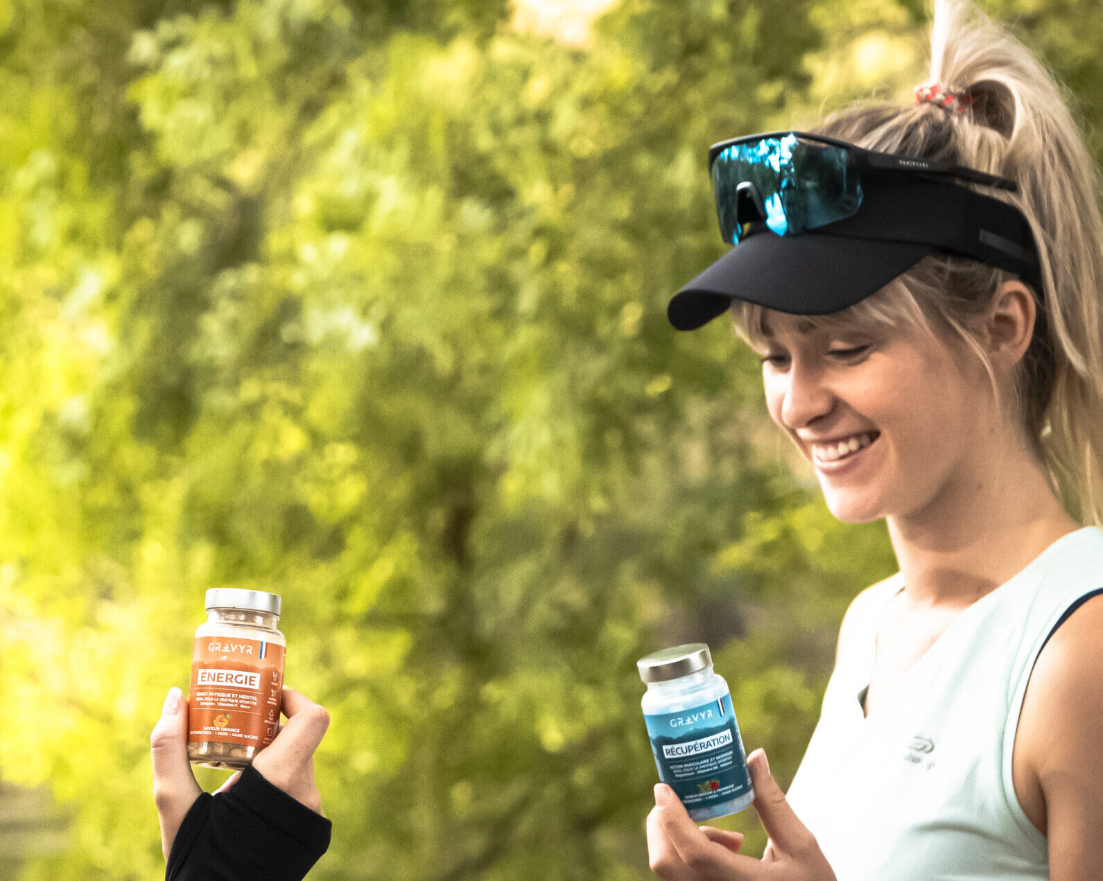 Sportive avec les crunchies récupération, complément alimentaire